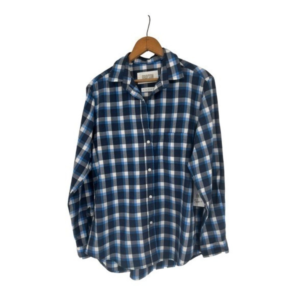 Grayson The Hero Blue Plaid Print Long Sleeve Button Up Shirt Size M NWT